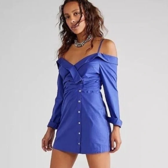 Free People | After Hours Mini Shirt Dress Endless Summer Canyon Iris Small - Picture 5 of 5